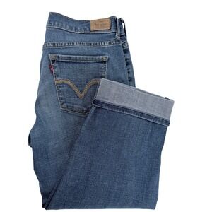 Levi's 515 Capri Jeans Women 4 Blue Stretch Medium Wash Cuffed Denim